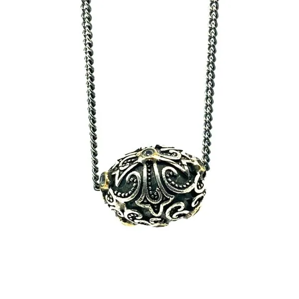 Sterling Silver / 18K Gold Plated Orb Necklace with Black...