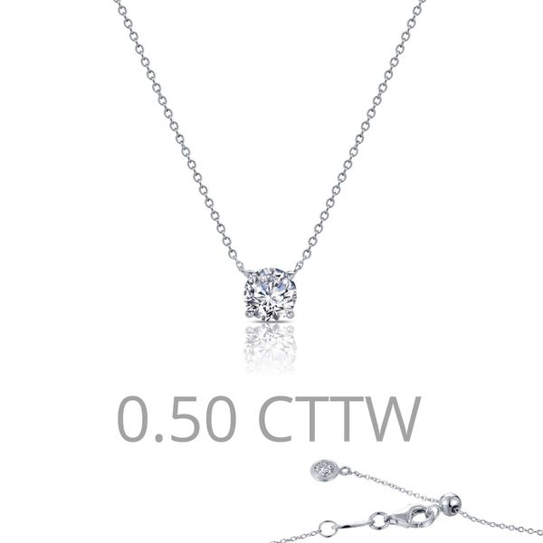 Sterling Silver Platinum-Plated 0.5 CTW Lassaire Diamond Solitaire Necklace Falls Jewelers Concord, NC