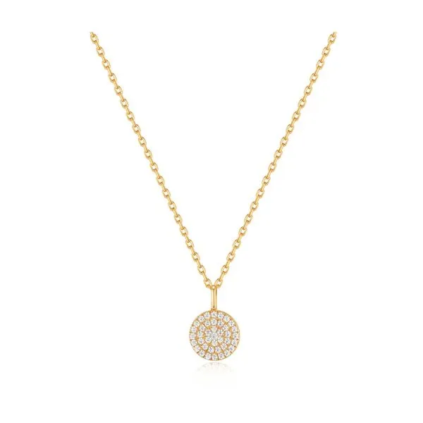 Gold Plated Glam Disc Pendant Necklace Falls Jewelers Concord, NC