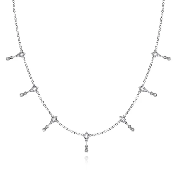 Sterling Silver Kite and White Sapphire Station Necklace similar item image