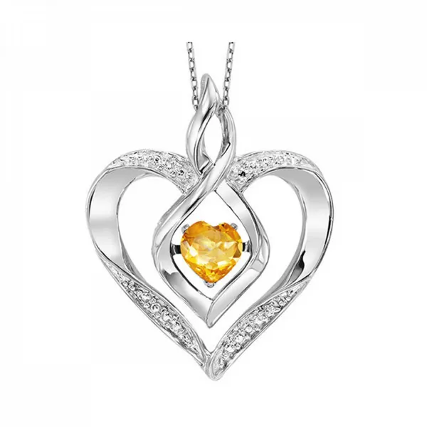 Sterling Silver Citrine Heart Necklace