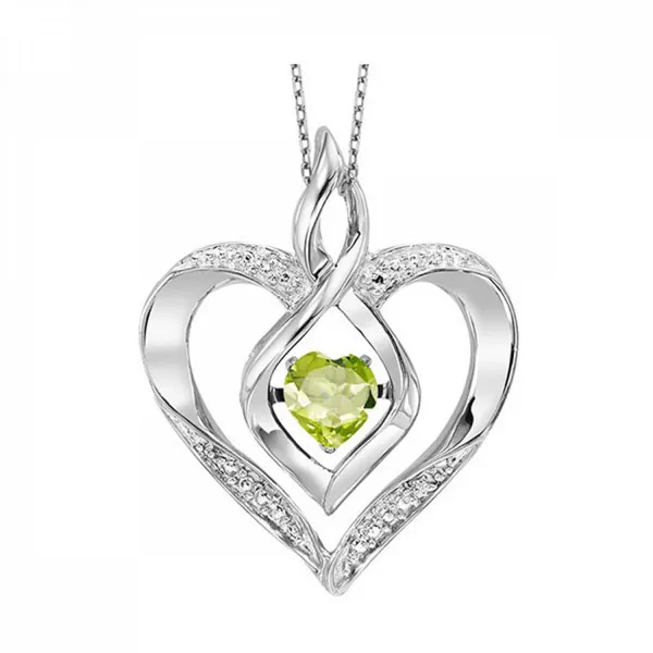 Sterling Silver Peridot Heart Necklace