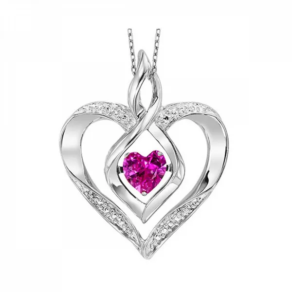 Sterling Silver Pink Tourmaline Heart Necklace