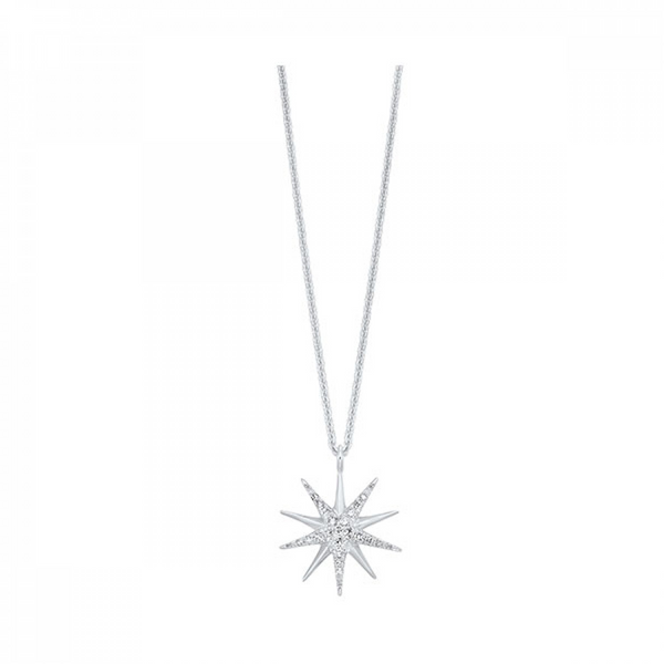 SS 0.10ctw Diamond Star Necklace Falls Jewelers Concord, NC