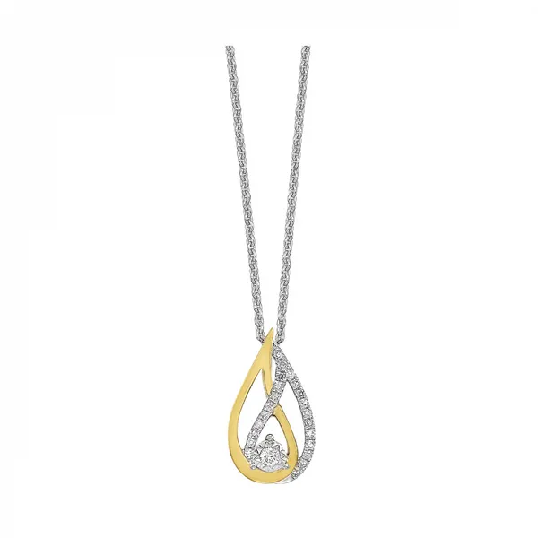SS/10KY 0.10ctw Diamond Teardrop Necklace