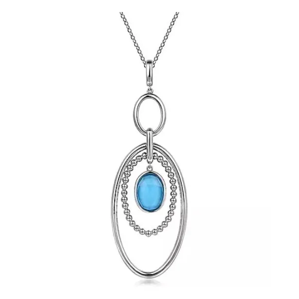 17.5 inch 925 Sterling Sliver Rock crystal& Turquoise Necklace Falls Jewelers Concord, NC