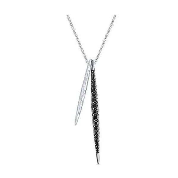 Sterling Silver Hammered Double Spear Black Spinel Necklace Falls Jewelers Concord, NC