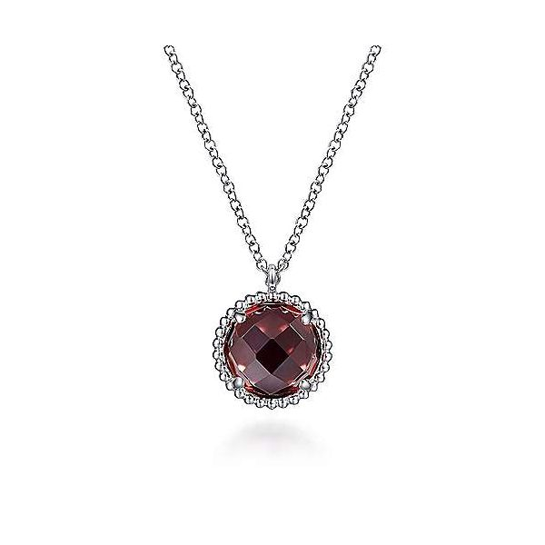 Sterling Silver Garnet Center and Bujukan Frame Pendant Necklace Falls Jewelers Concord, NC