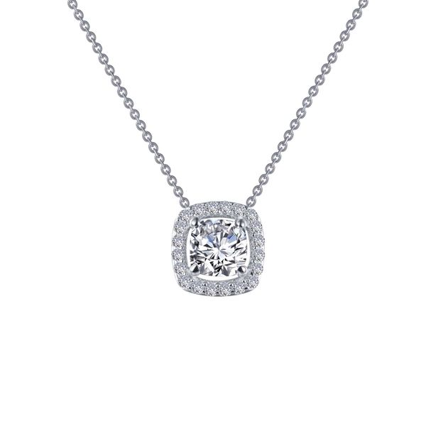 Cushion-Cut Halo Necklace Falls Jewelers Concord, NC