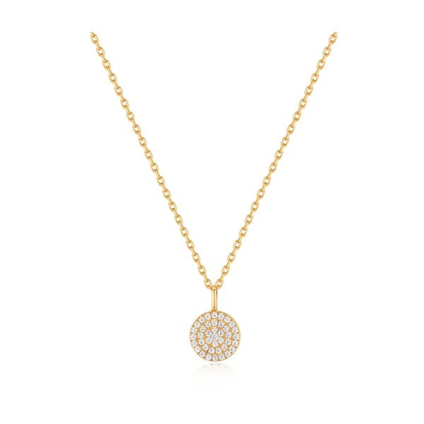 Gold Plated Glam Disc Pendant Necklace Falls Jewelers Concord, NC