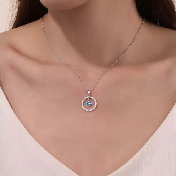 December Birthstone Reversible Open Circle Necklace Image 2 Falls Jewelers Concord, NC