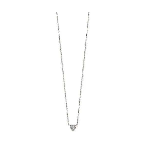 Sterling Silver Rhodium-plated Polished CZ Heart 16 inch Necklace Image 2 Falls Jewelers Concord, NC