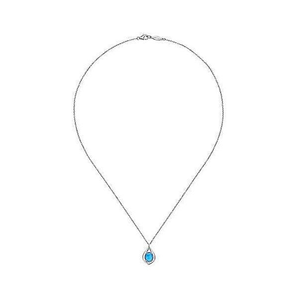 Sterling Silver Oval Rock Crystal and Turquoise Pendant Necklace Image 2 Falls Jewelers Concord, NC