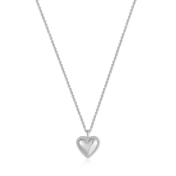 SILVER ROPE HEART PENDANT NECKLACE