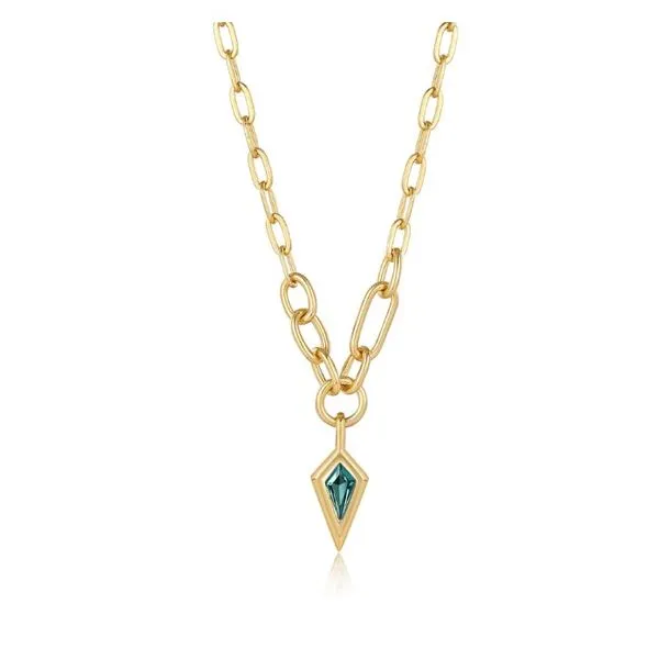 Teal Sparkle Drop Pendant Chunky Necklace