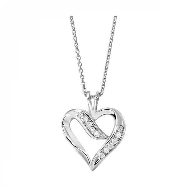 Sterling Silver Necklace with Diamond Heart Pendant Falls Jewelers Concord, NC