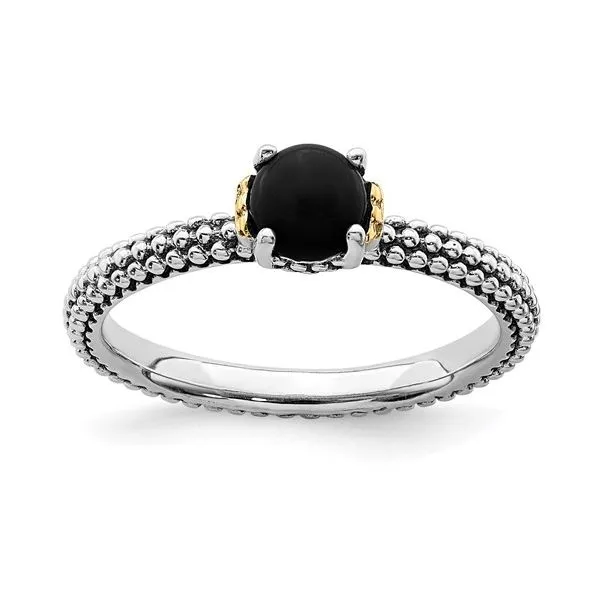 Sterling Silver 14K Yellow Gold Accented Onyx Ring similar item image