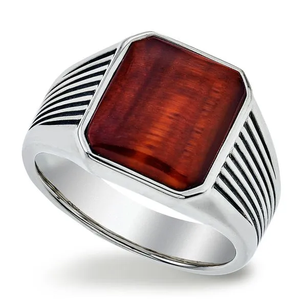 Men's Esquire Red Tigers Eye & Silver Ring Falls Jewelers Concord, NC