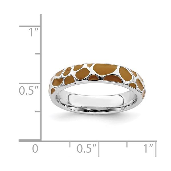 Sterling Silver Stackable Polished Enameled Animal Print Ring Image 3 Falls Jewelers Concord, NC