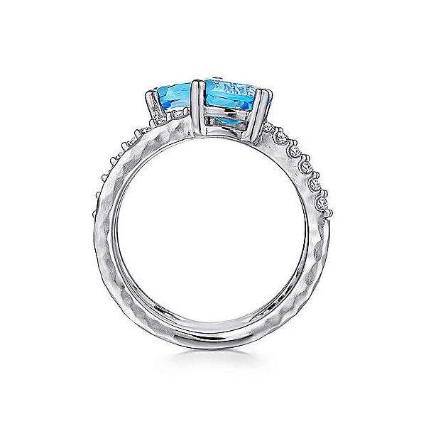 Sterling Silver Multi-Row Blue Topaz and White Sapphire Ring Image 2 Falls Jewelers Concord, NC