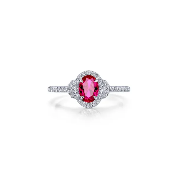 Halo Ruby Engagement Ring Falls Jewelers Concord, NC