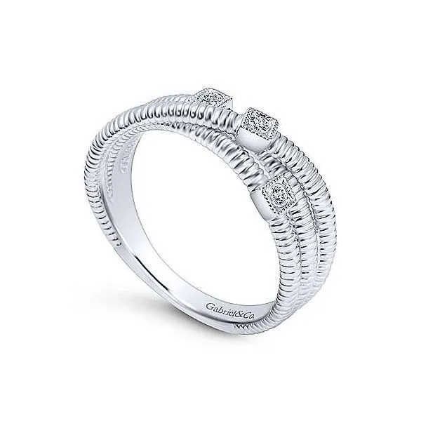 Sterling Silver Overlapping Diamond Station Ring Image 3 Falls Jewelers Concord, NC
