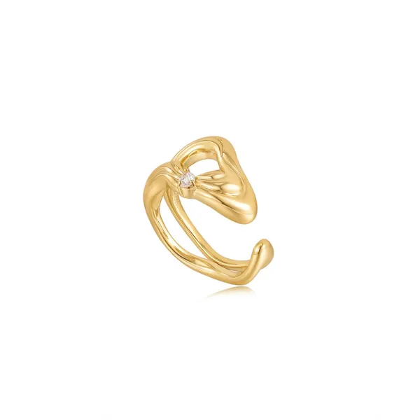 Gold Twisted Wave Wide Adjustable Ring similar item image