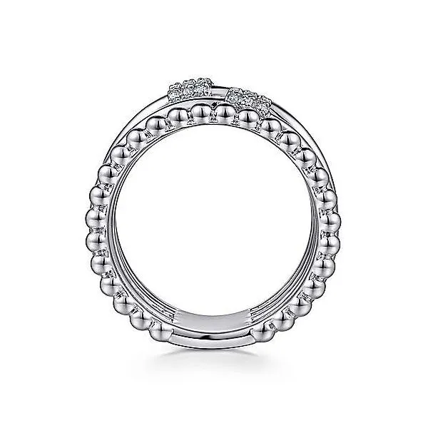 Sterling Silver White Sapphire Cris-Cross Ring Image 3 Falls Jewelers Concord, NC