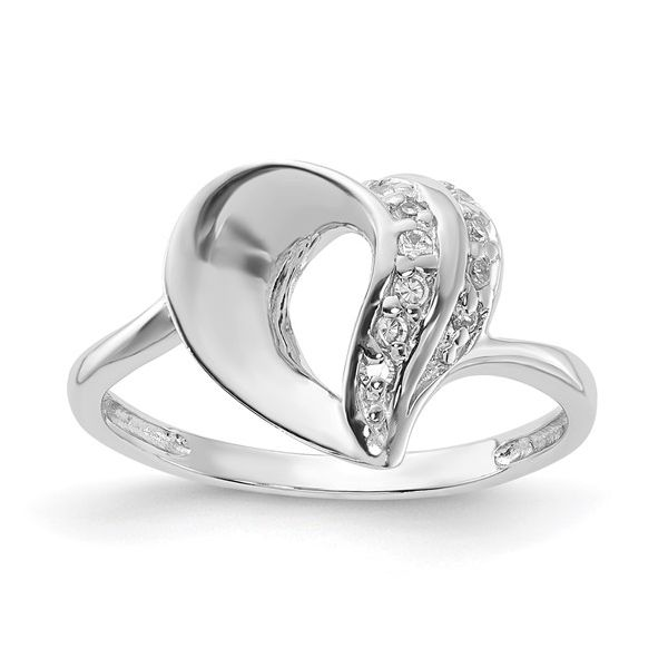 Sterling Silver Rhodium Plated CZ Heart Ring Falls Jewelers Concord, NC