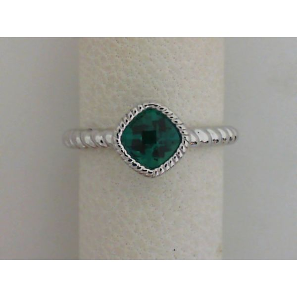 Created Emerald Ring in Sterling Silver Image 2 Falls Jewelers Concord, NC