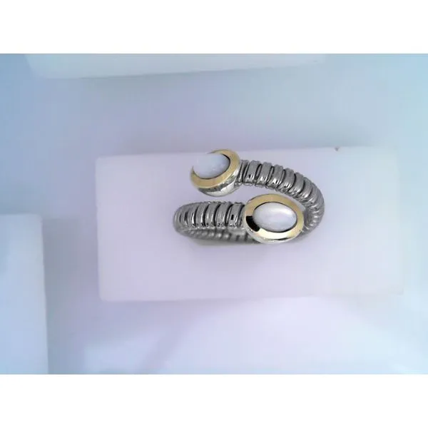 Stainless Steel/18KY Mother of Pearl Ring