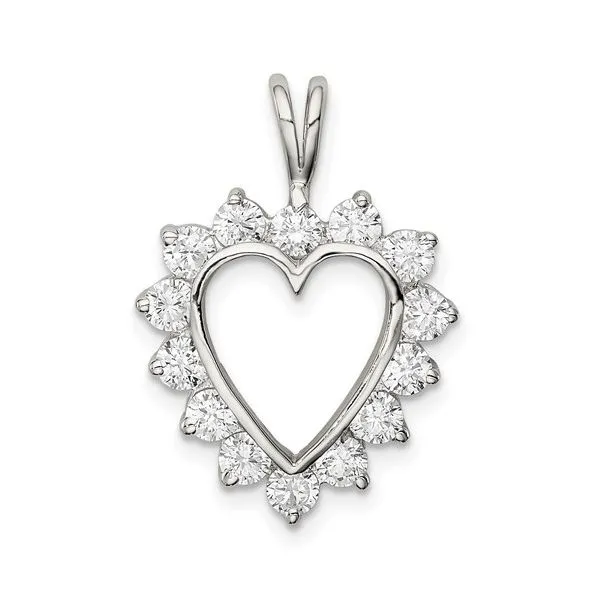 Sterling Silver  CZ Heart Pendant Falls Jewelers Concord, NC