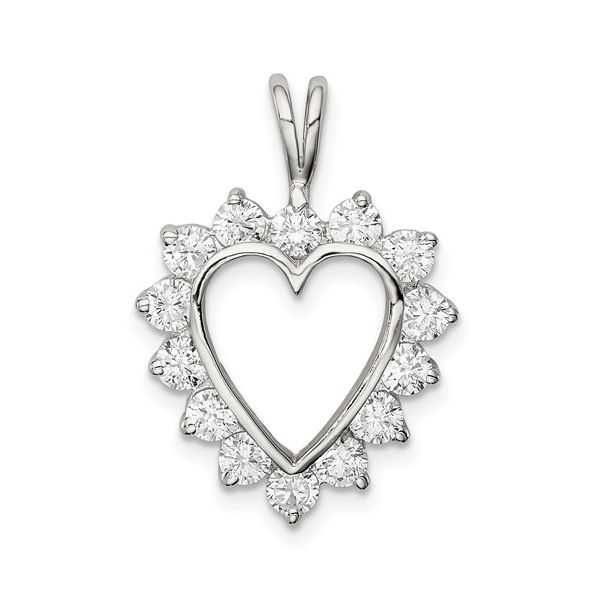 Sterling Silver  CZ Heart Pendant Falls Jewelers Concord, NC