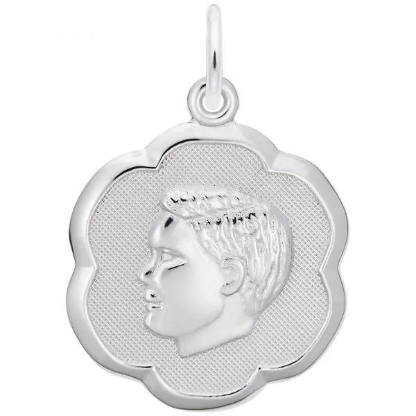 Boy’s Head Scalloped Disc Charm Falls Jewelers Concord, NC