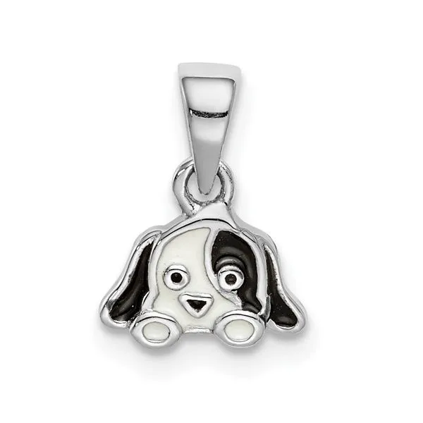 Sterling Silver Black/White Enameled Puppy Children's Pendant Falls Jewelers Concord, NC