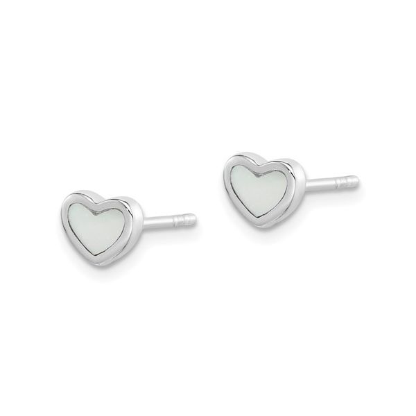 Sterling Silver Mother of Pearl Heart Shaped Earrings Image 2 Falls Jewelers Concord, NC