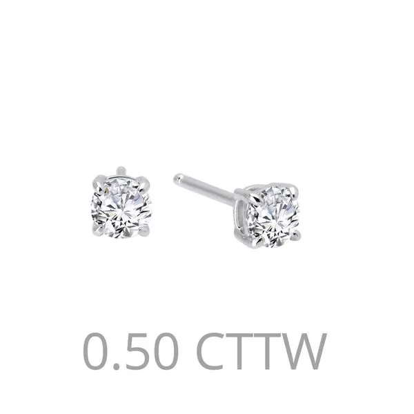 Sterling Silver Platinum-Plated 0.5 CTW Lassaire Diamond Stud Earrings Falls Jewelers Concord, NC