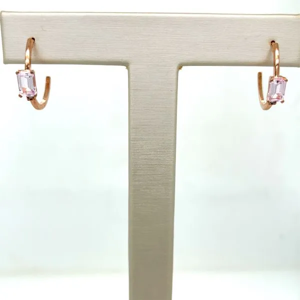 Sterling Silver Pink Sapphire and Diamond Hoop Earrings similar item image