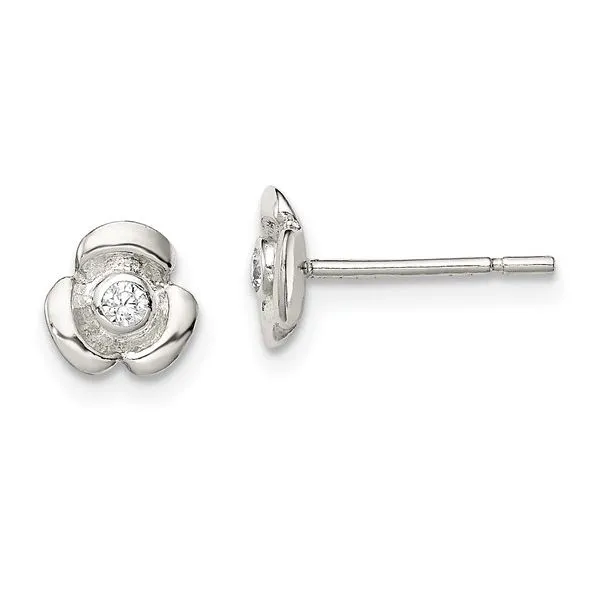 Sterling Silver Flower with CZ Post Earring similar item image