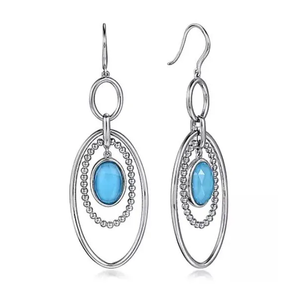 925 Sterling Sliver Rock Crystal & Turquoise Earrings similar item image