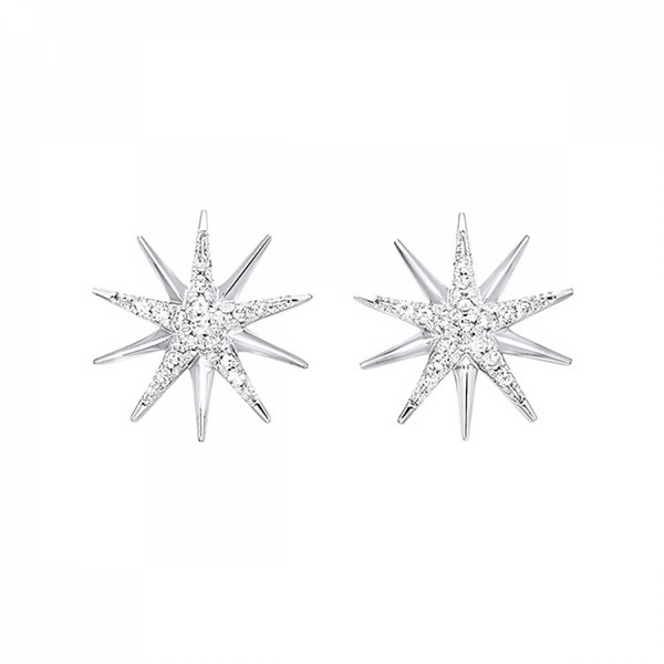 SS 0.10ctw Diamond Star Earrings Falls Jewelers Concord, NC