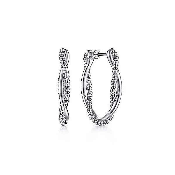 Sterling Silver Twisted Beaded Hoop Earrings Falls Jewelers Concord, NC