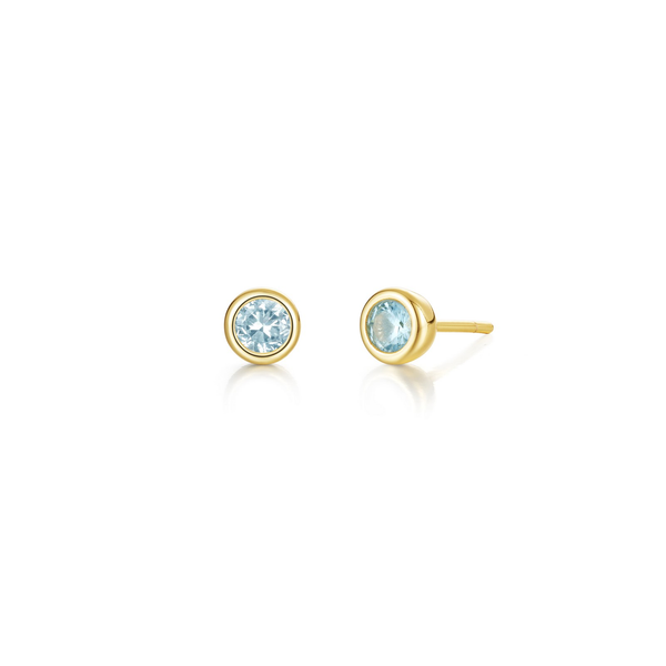 March Bezel Birthstone Earrings Falls Jewelers Concord, NC
