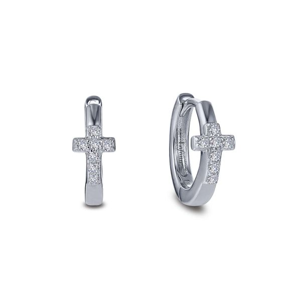 Pave Cross Huggie Earrings Falls Jewelers Concord, NC