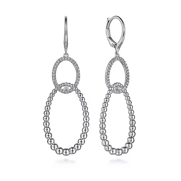 Sterling Silver White Sapphire Bujukan Drop Earrings