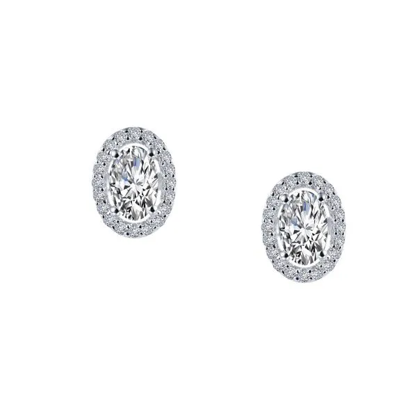 Sterling Silver Platinum-Plated 1.26 CTW Lassaire Diamond Halo Stud Earrings Falls Jewelers Concord, NC