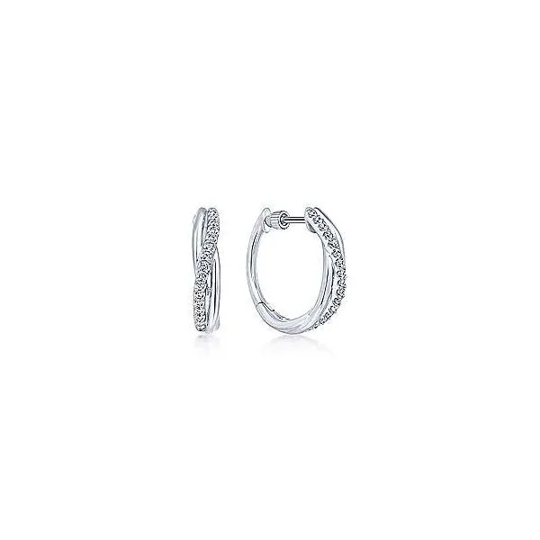 Sterling Silver Twisted 15mm White Sapphire Huggies Falls Jewelers Concord, NC