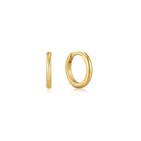 Gold Plated Smooth Mini Huggie Hoop Falls Jewelers Concord, NC