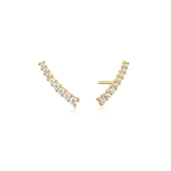 Gold Glam Crawler Stud Earrings Falls Jewelers Concord, NC