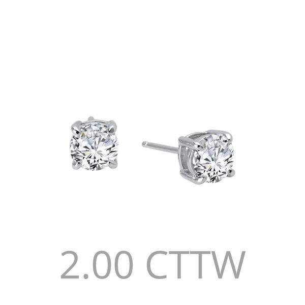 Sterling Silver Platinum-Plated 2.00 CTW Lassaire Diamond Stud Earrings Falls Jewelers Concord, NC